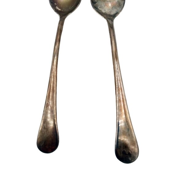 Italian Silver Plate Salad Serving Set Spoon Fork Elegant Dining Vintage 9 Inch - Picture 5 of 14